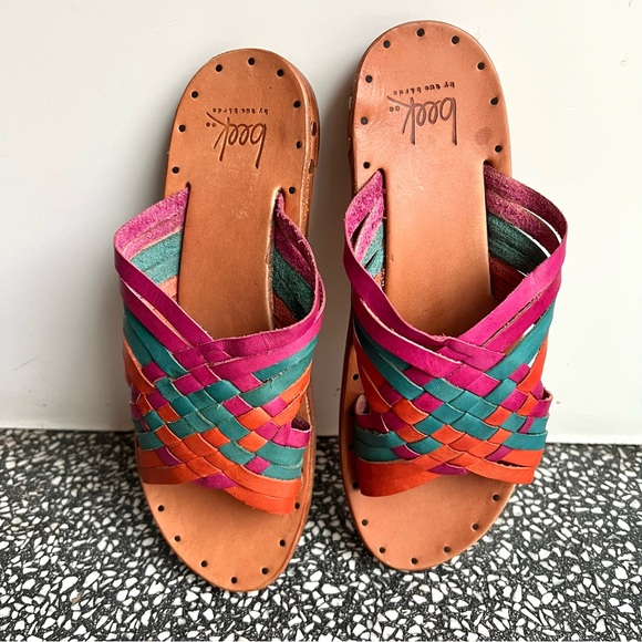 Anthropologie BEEK Rainbow Swallow Slides Leather Sandals 6 NWOT - Picture 5 of 7